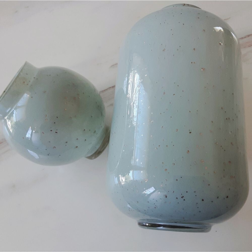 WEST ELM Mari Gold Speckled Celadon Glass Vases - Picture 4 of 7